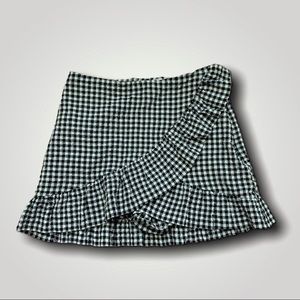 h&m black n white gingham wrap skirt